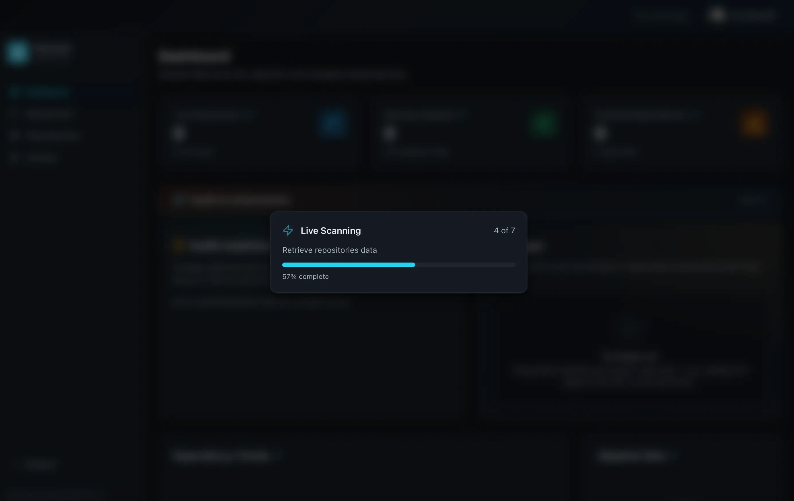Live scanning modal with progress bar